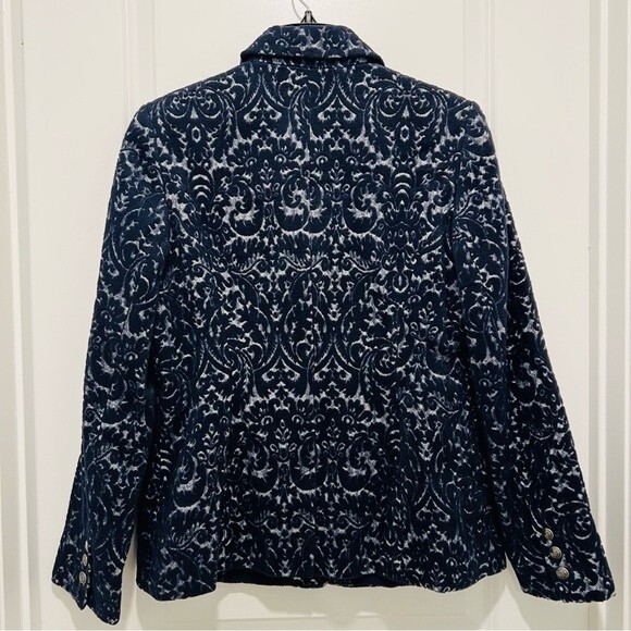 Cabi Navy Blue Jacquard Wool Blend Blazer Style# 109 Women's Size 8 - Picture 10 of 14